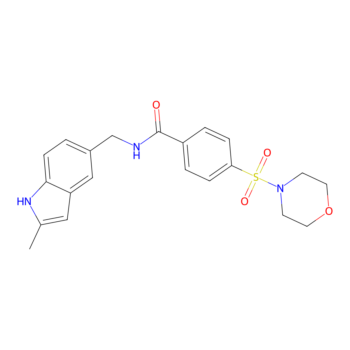N-[(2-methyl-1H-indol-5-yl)methyl]-4-morpholin-4-ylsulfonylbenzamide molecular structure, CAS 852136-85-7
