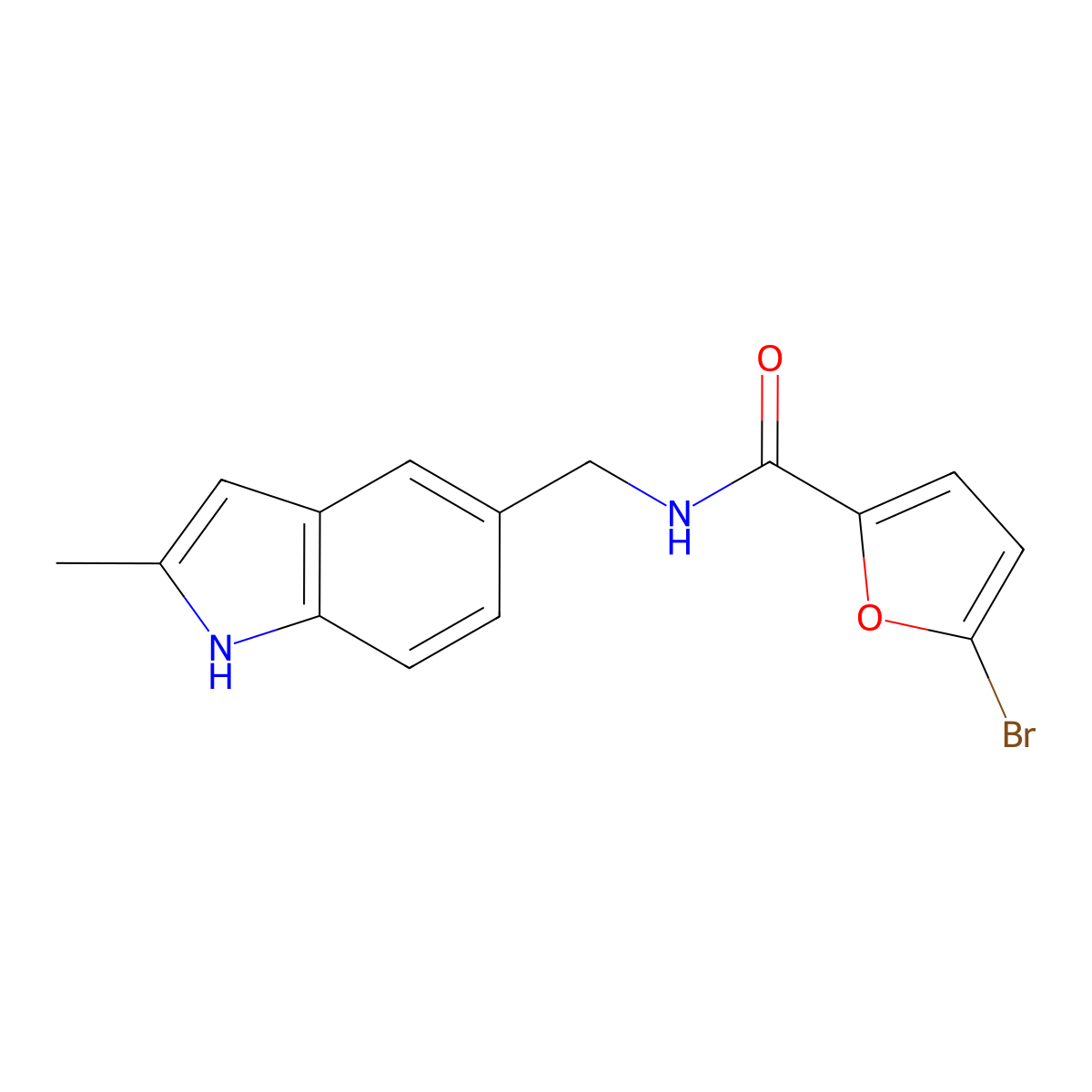 5-bromo-N-[(2-methyl-1H-indol-5-yl)methyl]furan-2-carboxamide molecular structure, CAS 852136-86-8