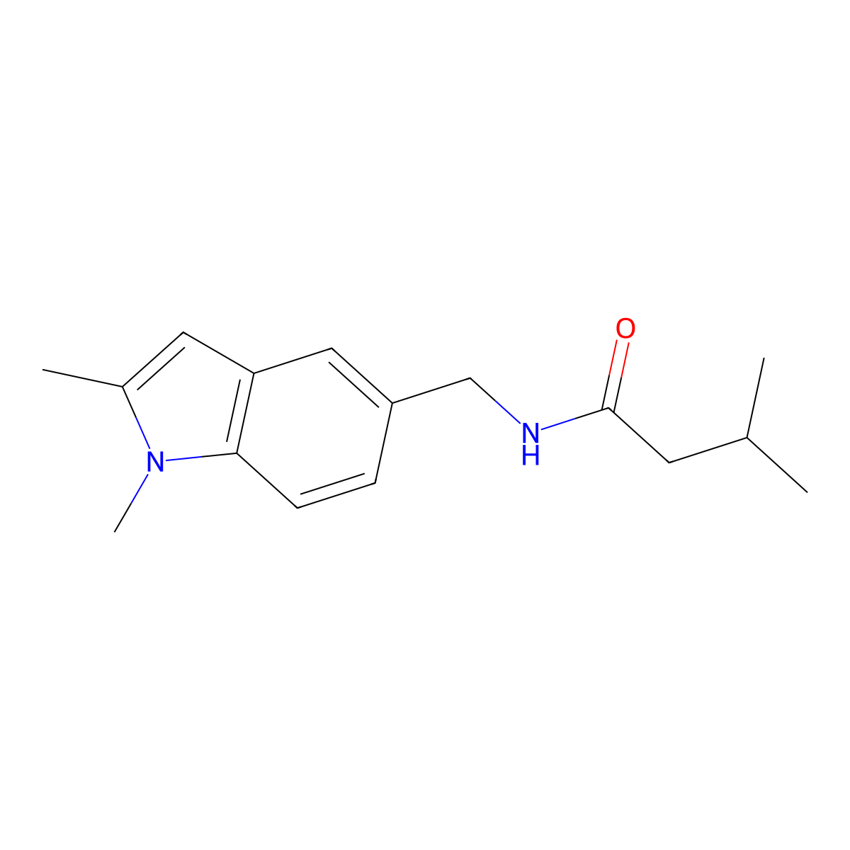 N-[(1,2-dimethyl-1H-indol-5-yl)methyl]-3-methylbutanamide molecular structure, CAS 852137-00-9