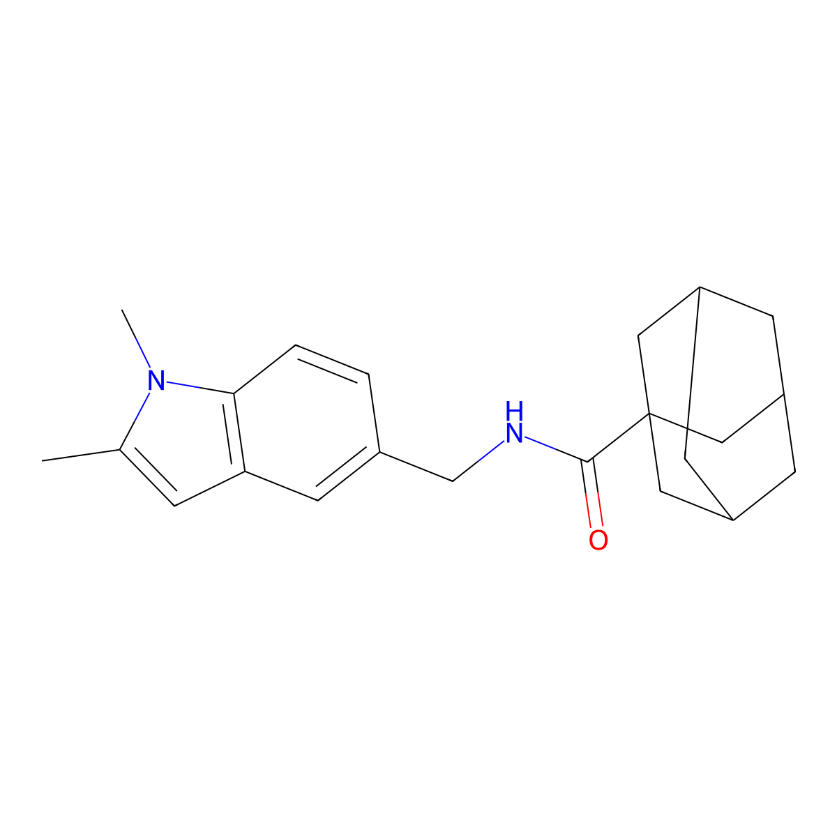 N-[(1,2-dimethylindol-5-yl)methyl]adamantane-1-carboxamide molecular structure, CAS 852137-08-7