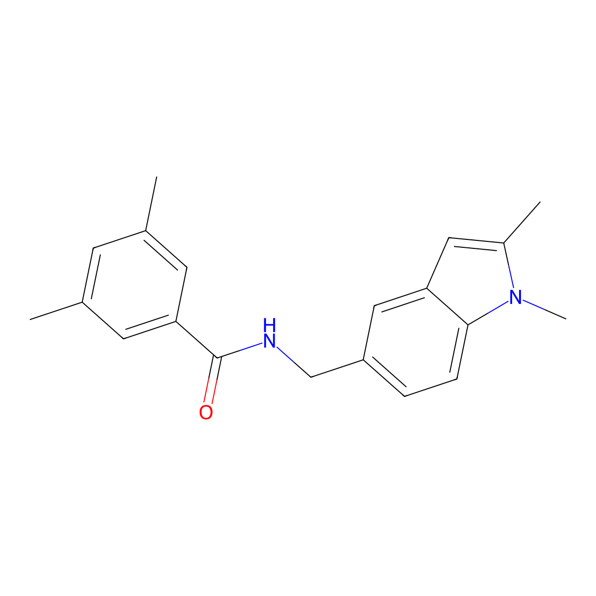 N-[(1,2-dimethyl-1H-indol-5-yl)methyl]-3,5-dimethylbenzamide molecular structure, CAS 852137-16-7