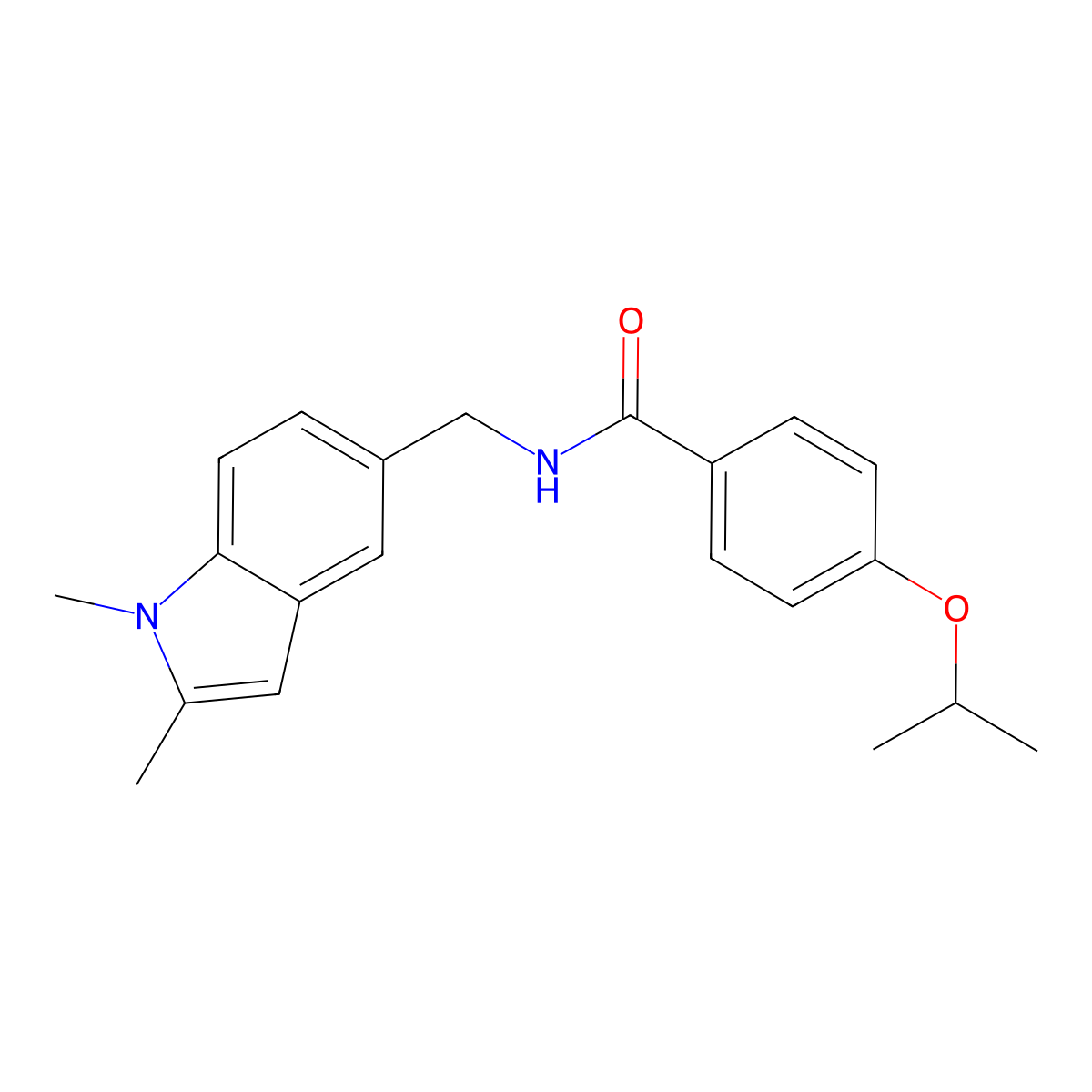 N-((1,2-dimethyl-1H-indol-5-yl)methyl)-4-isopropoxybenzamide molecular structure, CAS 852137-23-6