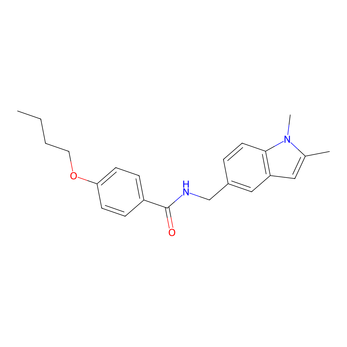 4-butoxy-N-[(1,2-dimethylindol-5-yl)methyl]benzamide molecular structure, CAS 852137-24-7