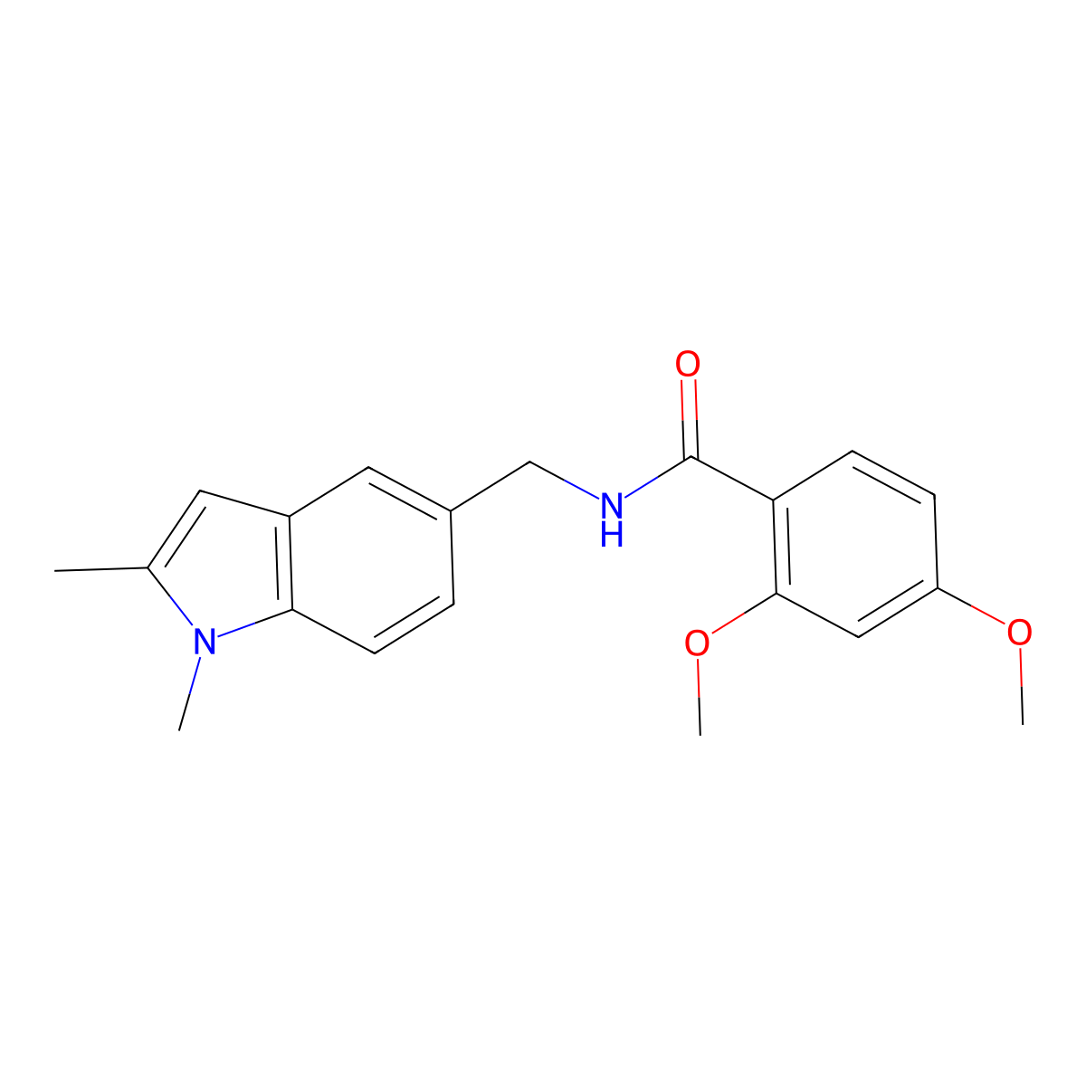 N-((1,2-dimethyl-1H-indol-5-yl)methyl)-2,4-dimethoxybenzamide molecular structure, CAS 852137-25-8