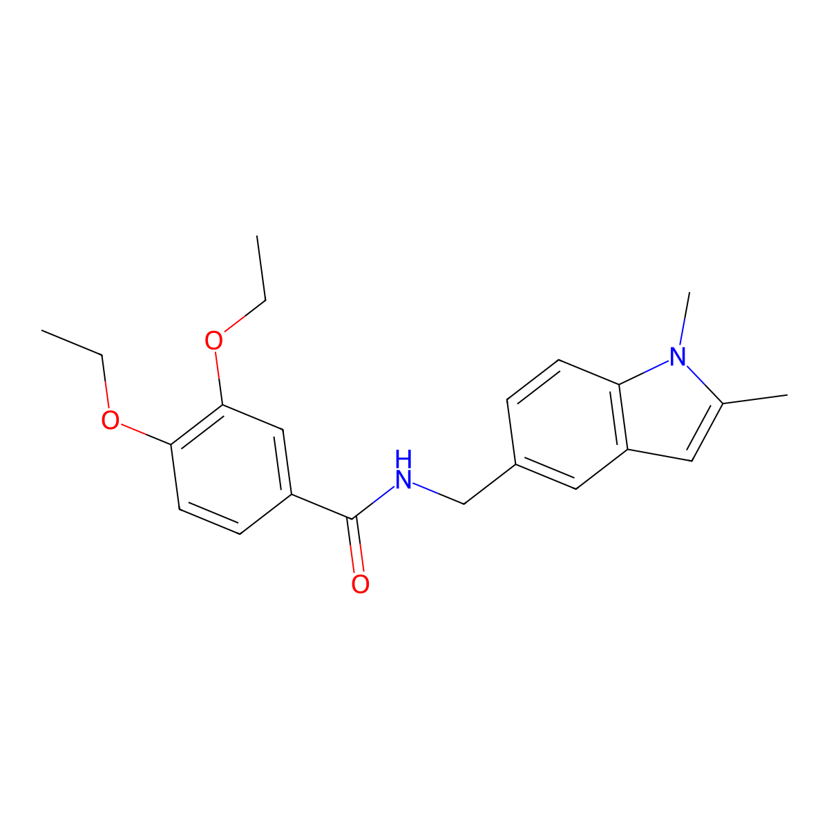 N-((1,2-dimethyl-1H-indol-5-yl)methyl)-3,4-diethoxybenzamide molecular structure, CAS 852137-30-5
