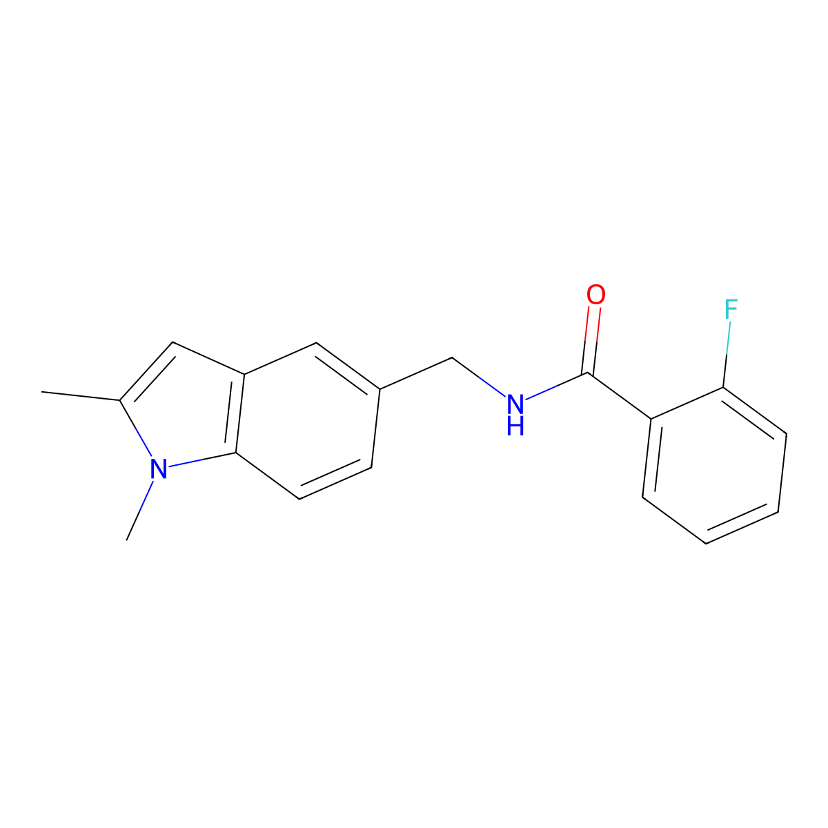 N-[(1,2-dimethylindol-5-yl)methyl]-2-fluorobenzamide molecular structure, CAS 852137-33-8