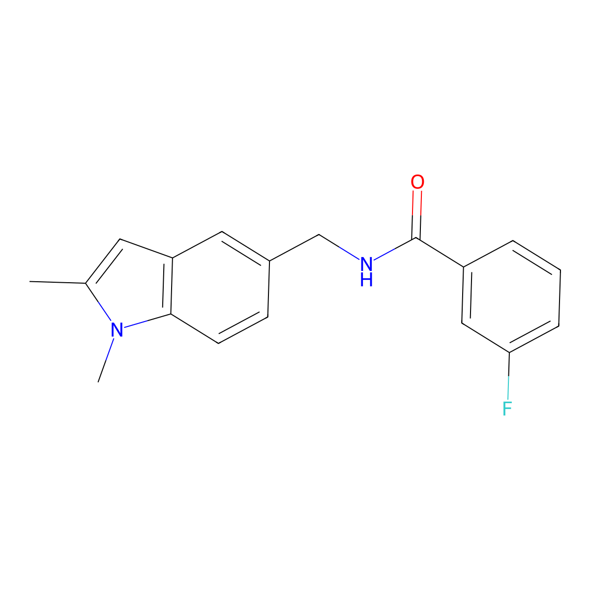 N-((1,2-dimethyl-1H-indol-5-yl)methyl)-3-fluorobenzamide molecular structure, CAS 852137-34-9