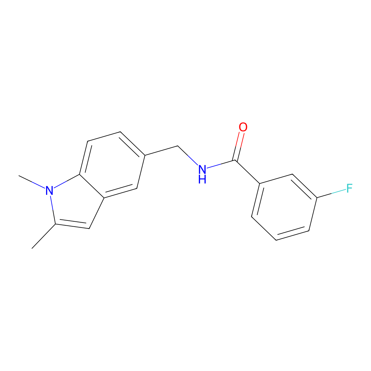 N-((1,2-dimethyl-1H-indol-5-yl)methyl)-3-fluorobenzamide molecular structure, CAS 852137-34-9