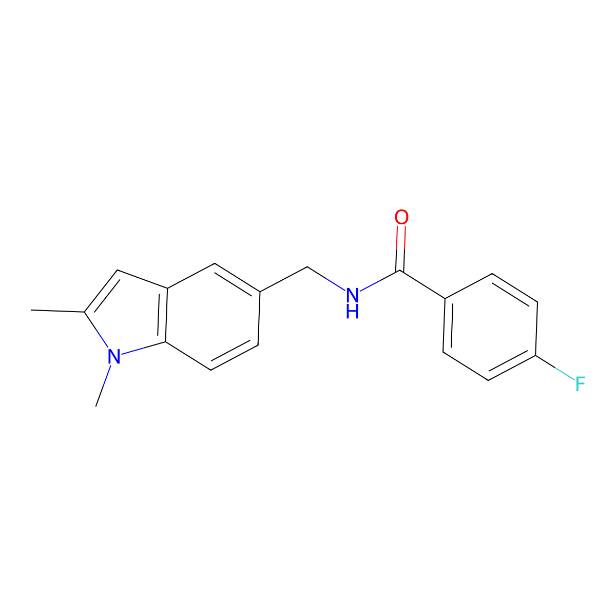 N-[(1,2-dimethylindol-5-yl)methyl]-4-fluorobenzamide molecular structure, CAS 852137-35-0