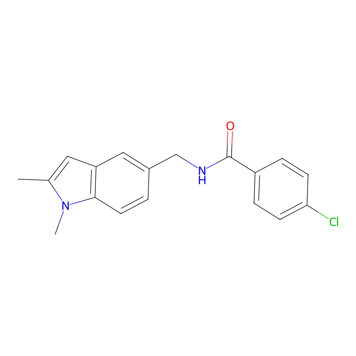 4-chloro-N-((1,2-dimethyl-1H-indol-5-yl)methyl)benzamide molecular structure, CAS 852137-38-3
