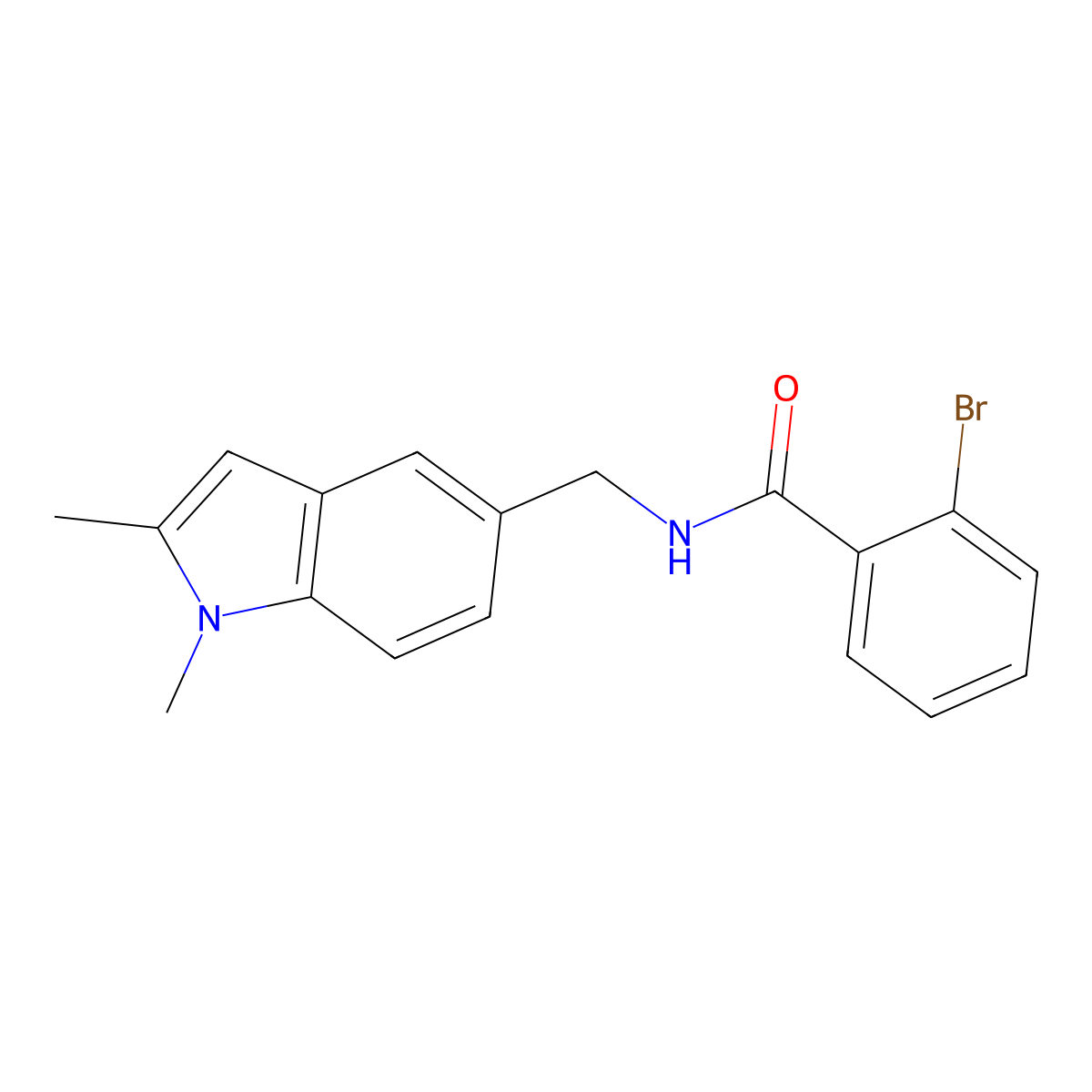2-bromo-N-((1,2-dimethyl-1H-indol-5-yl)methyl)benzamide molecular structure, CAS 852137-39-4