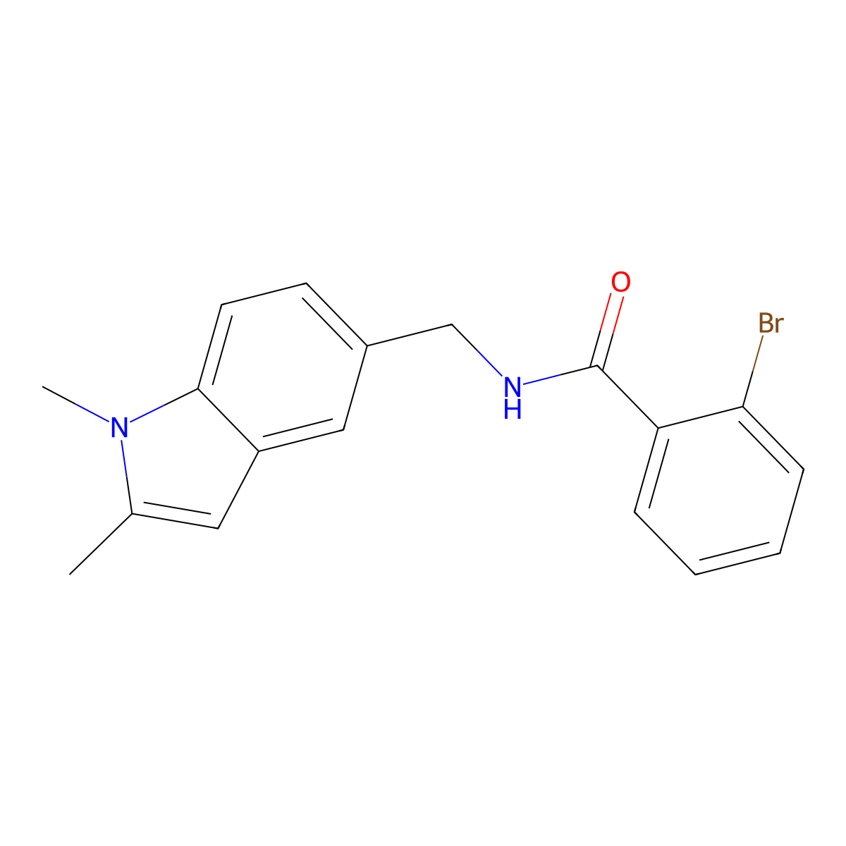 2-bromo-N-((1,2-dimethyl-1H-indol-5-yl)methyl)benzamide molecular structure, CAS 852137-39-4