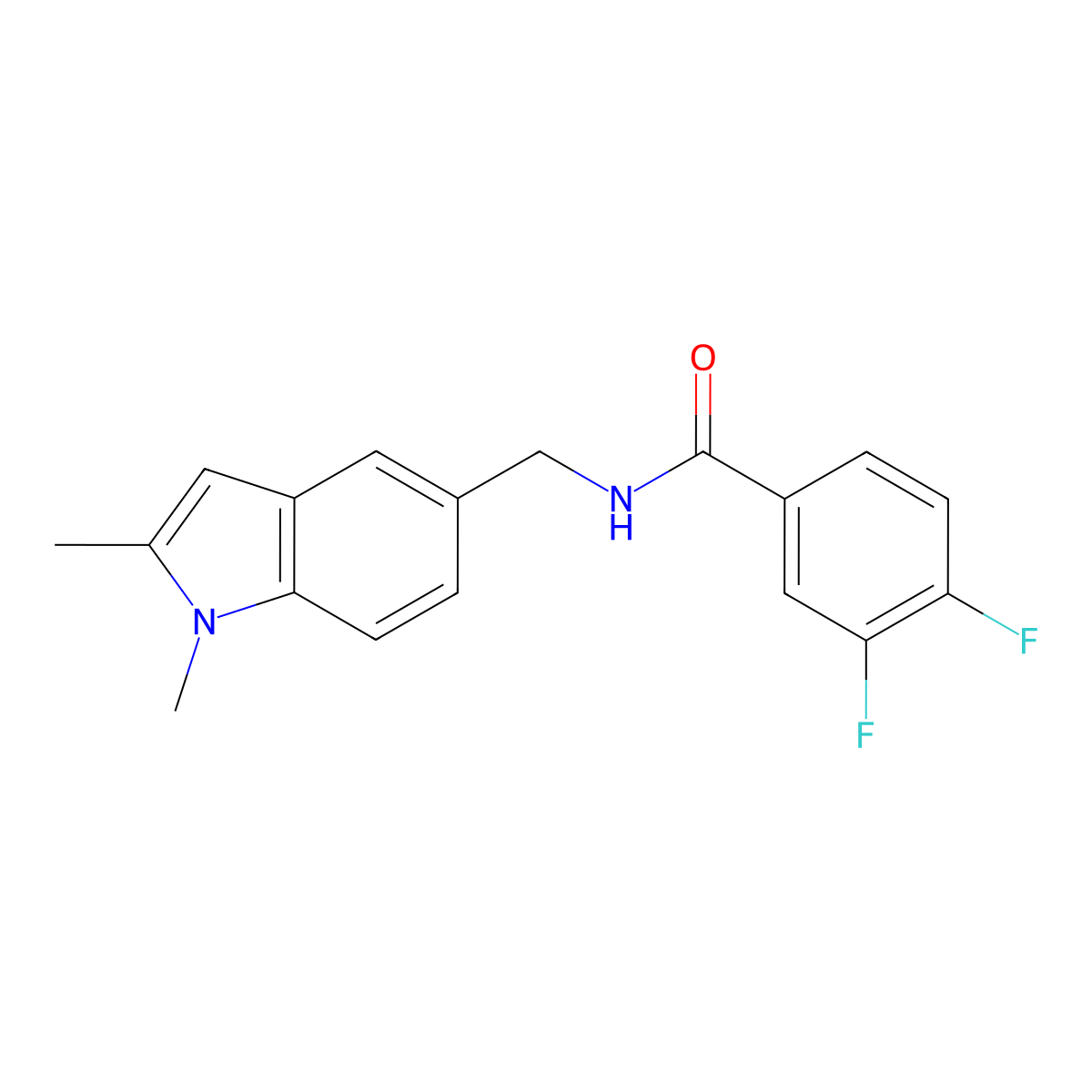 N-[(1,2-dimethylindol-5-yl)methyl]-3,4-difluorobenzamide molecular structure, CAS 852137-43-0