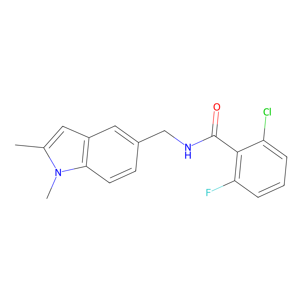 2-chloro-N-[(1,2-dimethylindol-5-yl)methyl]-6-fluorobenzamide molecular structure, CAS 852137-45-2
