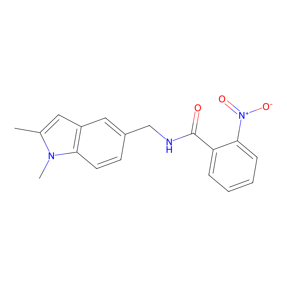 N-((1,2-dimethyl-1H-indol-5-yl)methyl)-2-nitrobenzamide molecular structure, CAS 852137-48-5