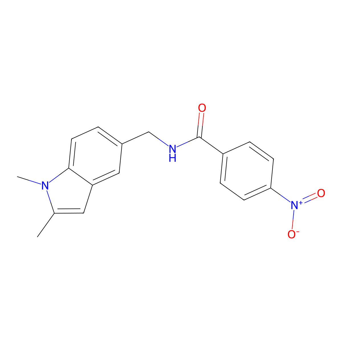 N-((1,2-dimethyl-1H-indol-5-yl)methyl)-4-nitrobenzamide molecular structure, CAS 852137-49-6