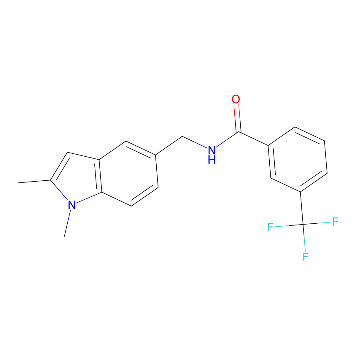 N-[(1,2-dimethyl-1H-indol-5-yl)methyl]-3-(trifluoromethyl)benzamide molecular structure, CAS 852137-51-0