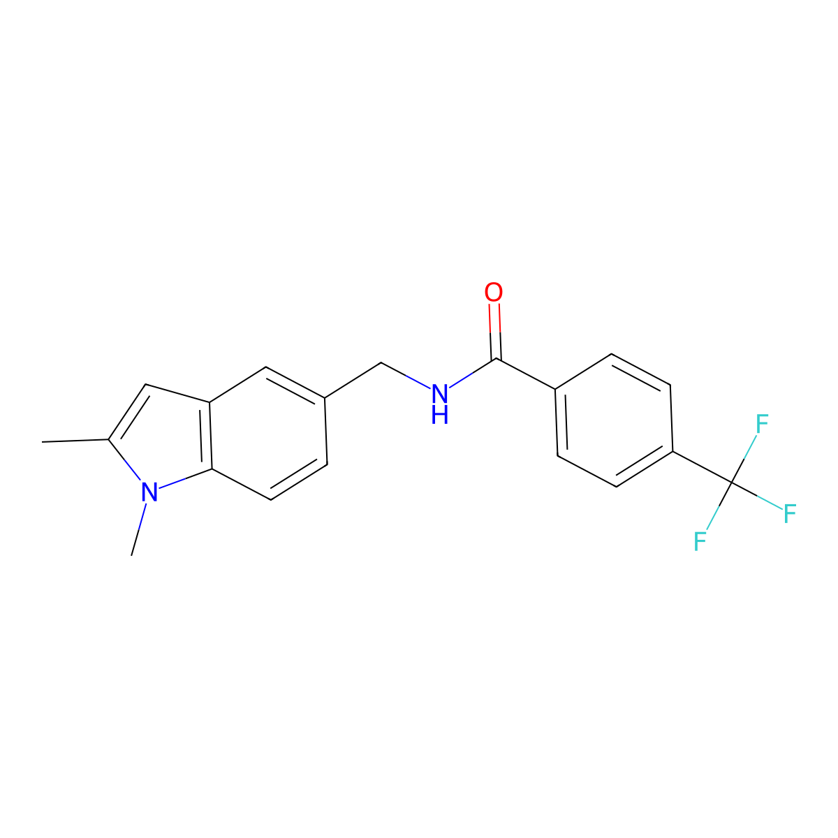 N-[(1,2-dimethyl-1H-indol-5-yl)methyl]-4-(trifluoromethyl)benzamide molecular structure, CAS 852137-52-1