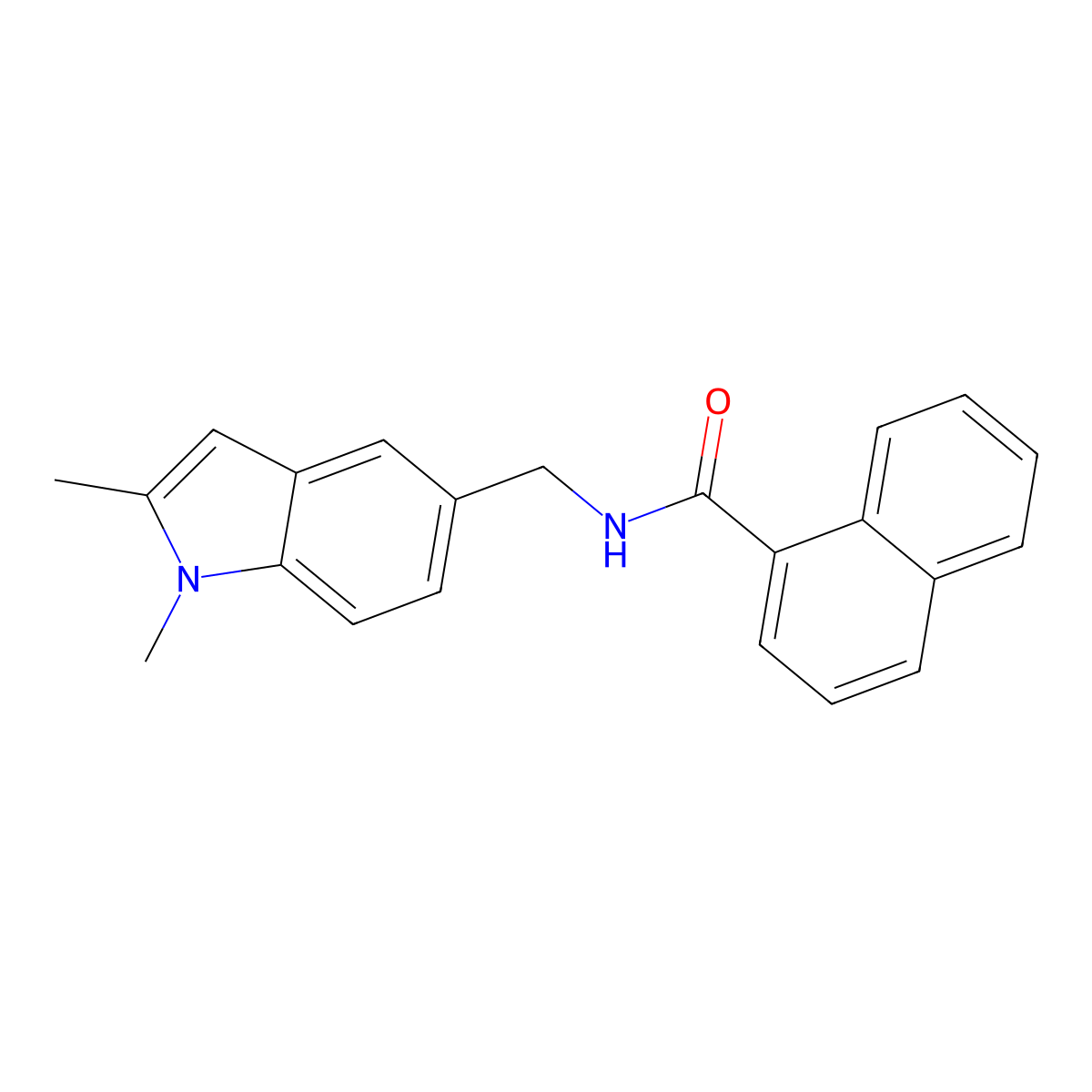 N-[(1,2-dimethylindol-5-yl)methyl]naphthalene-1-carboxamide molecular structure, CAS 852137-53-2