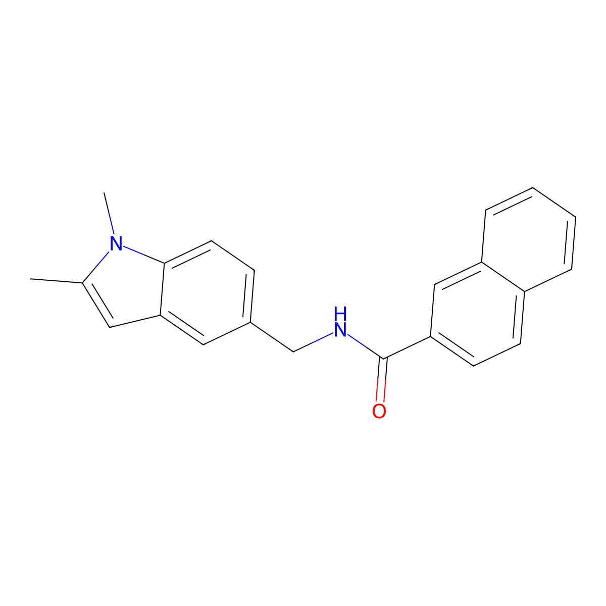 N-((1,2-dimethyl-1H-indol-5-yl)methyl)-2-naphthamide molecular structure, CAS 852137-54-3