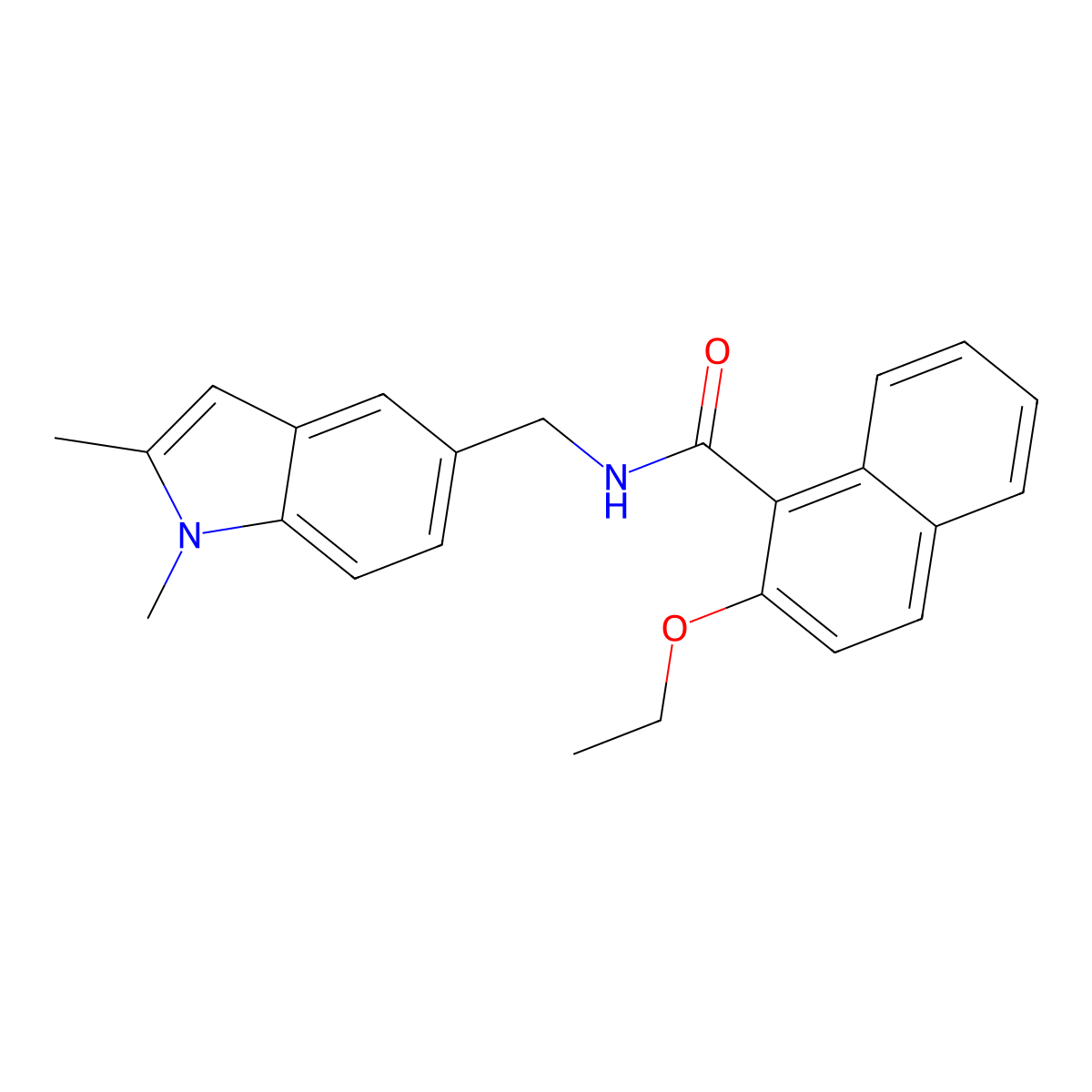 N-((1,2-dimethyl-1H-indol-5-yl)methyl)-2-ethoxy-1-naphthamide molecular structure, CAS 852137-55-4