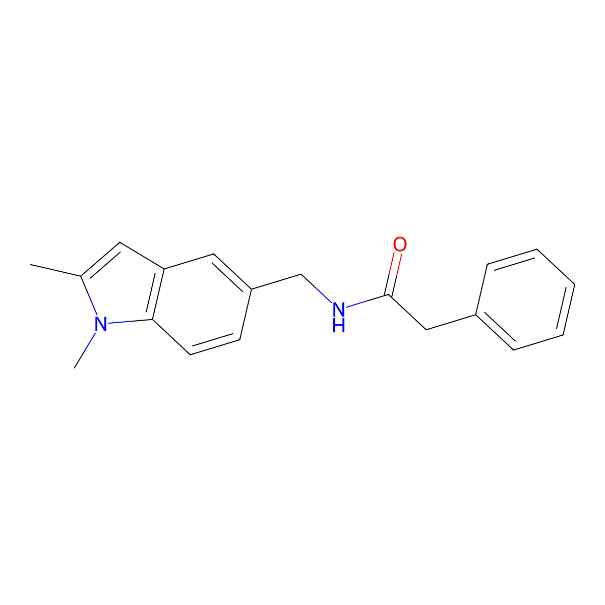 N-((1,2-dimethyl-1H-indol-5-yl)methyl)-2-phenylacetamide molecular structure, CAS 852137-66-7