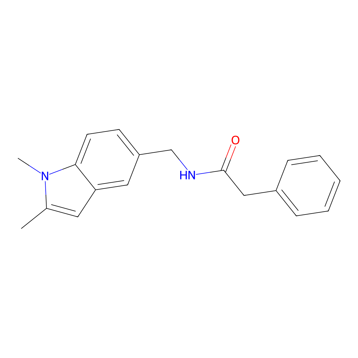 N-((1,2-dimethyl-1H-indol-5-yl)methyl)-2-phenylacetamide molecular structure, CAS 852137-66-7