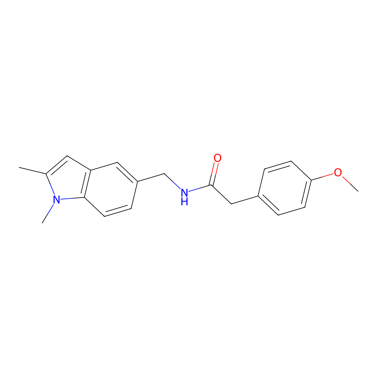N-((1,2-dimethyl-1H-indol-5-yl)methyl)-2-(4-methoxyphenyl)acetamide molecular structure, CAS 852137-67-8