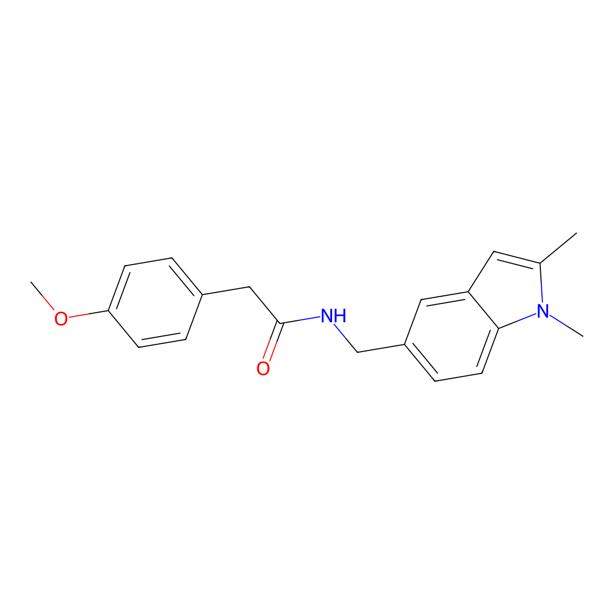 N-((1,2-dimethyl-1H-indol-5-yl)methyl)-2-(4-methoxyphenyl)acetamide molecular structure, CAS 852137-67-8