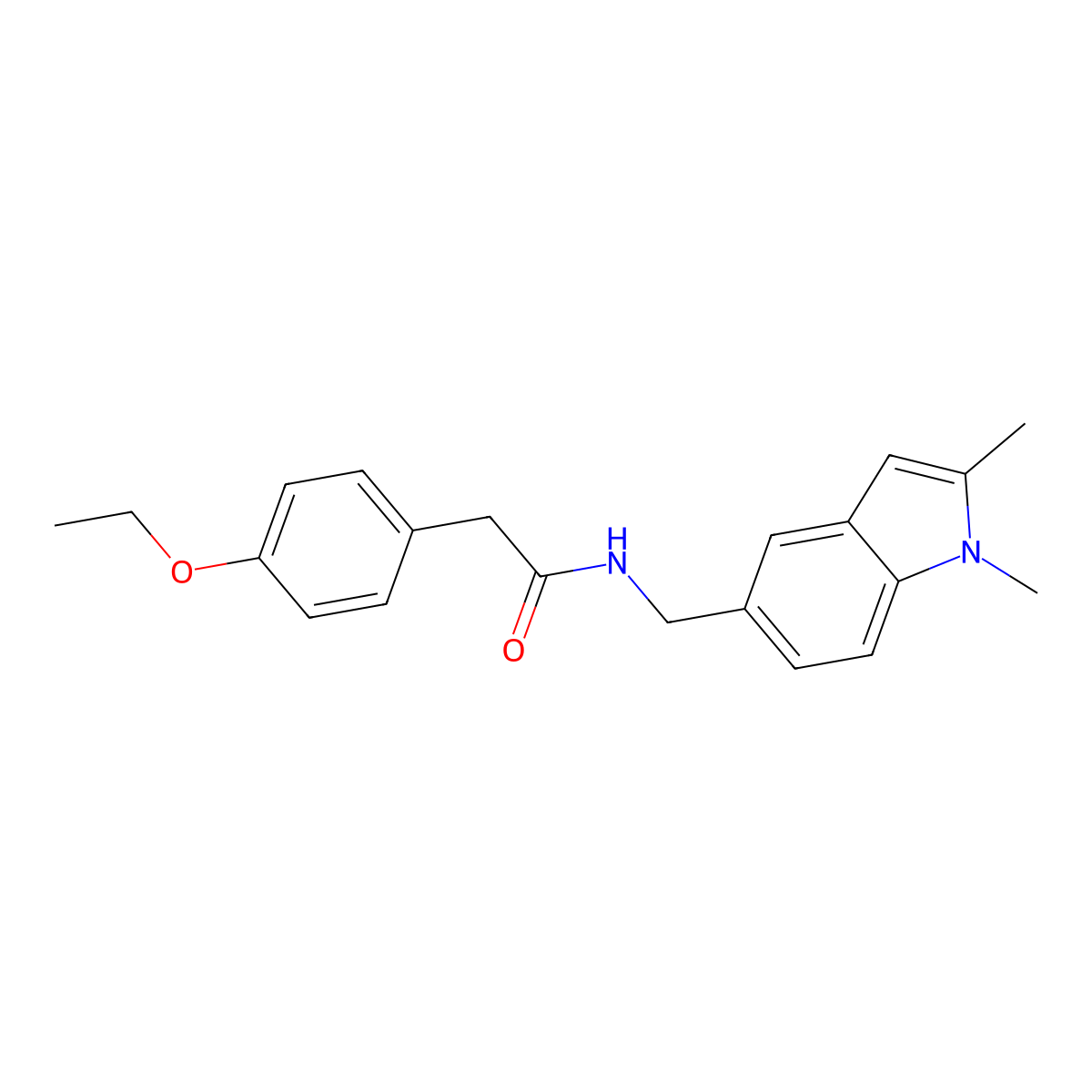 N-((1,2-dimethyl-1H-indol-5-yl)methyl)-2-(4-ethoxyphenyl)acetamide molecular structure, CAS 852137-69-0