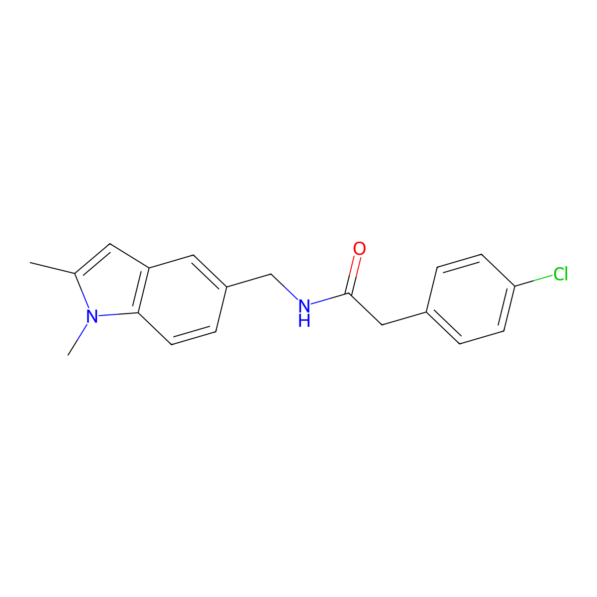 2-(4-chlorophenyl)-N-[(1,2-dimethyl-1H-indol-5-yl)methyl]acetamide molecular structure, CAS 852137-71-4