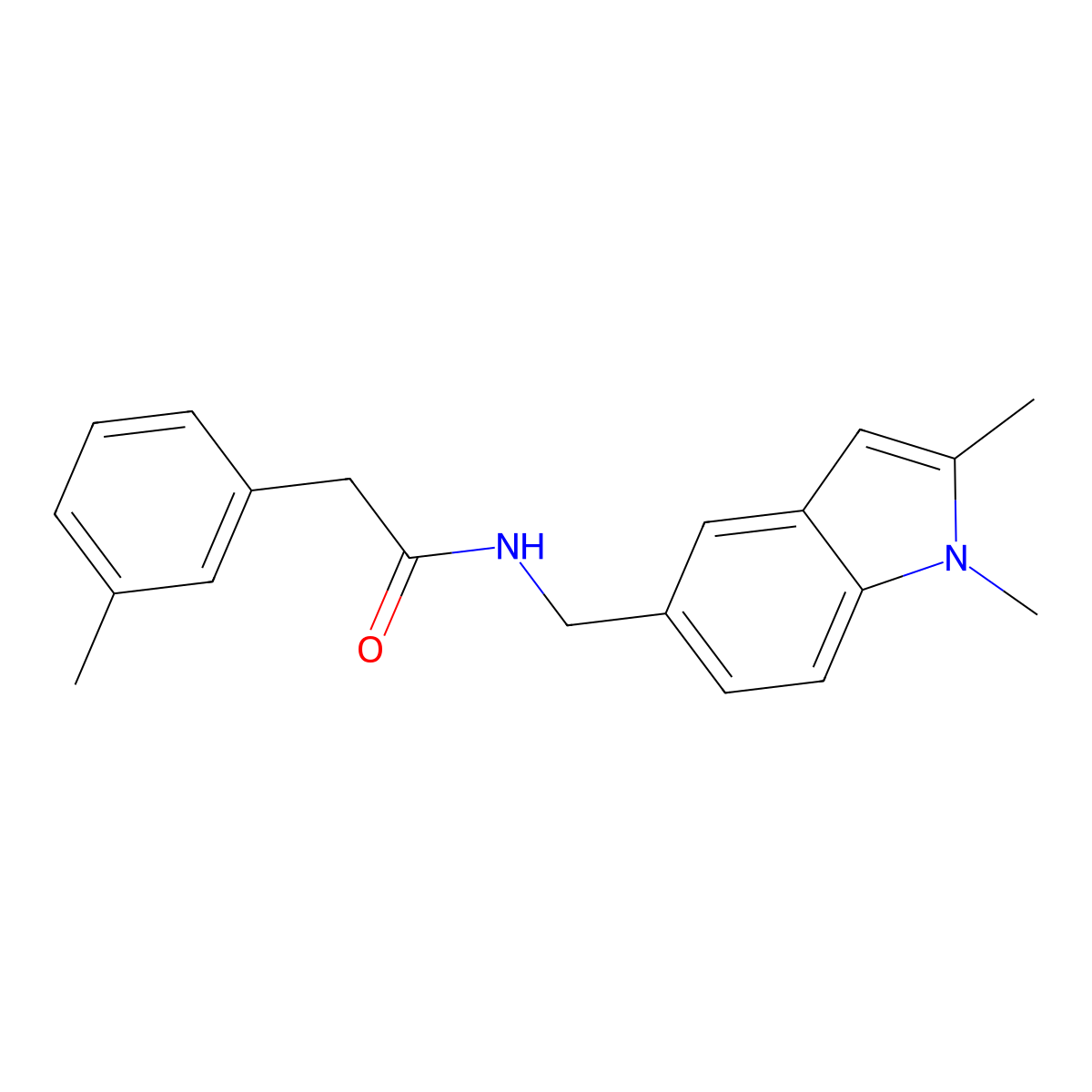 N-((1,2-dimethyl-1H-indol-5-yl)methyl)-2-(m-tolyl)acetamide molecular structure, CAS 852137-73-6