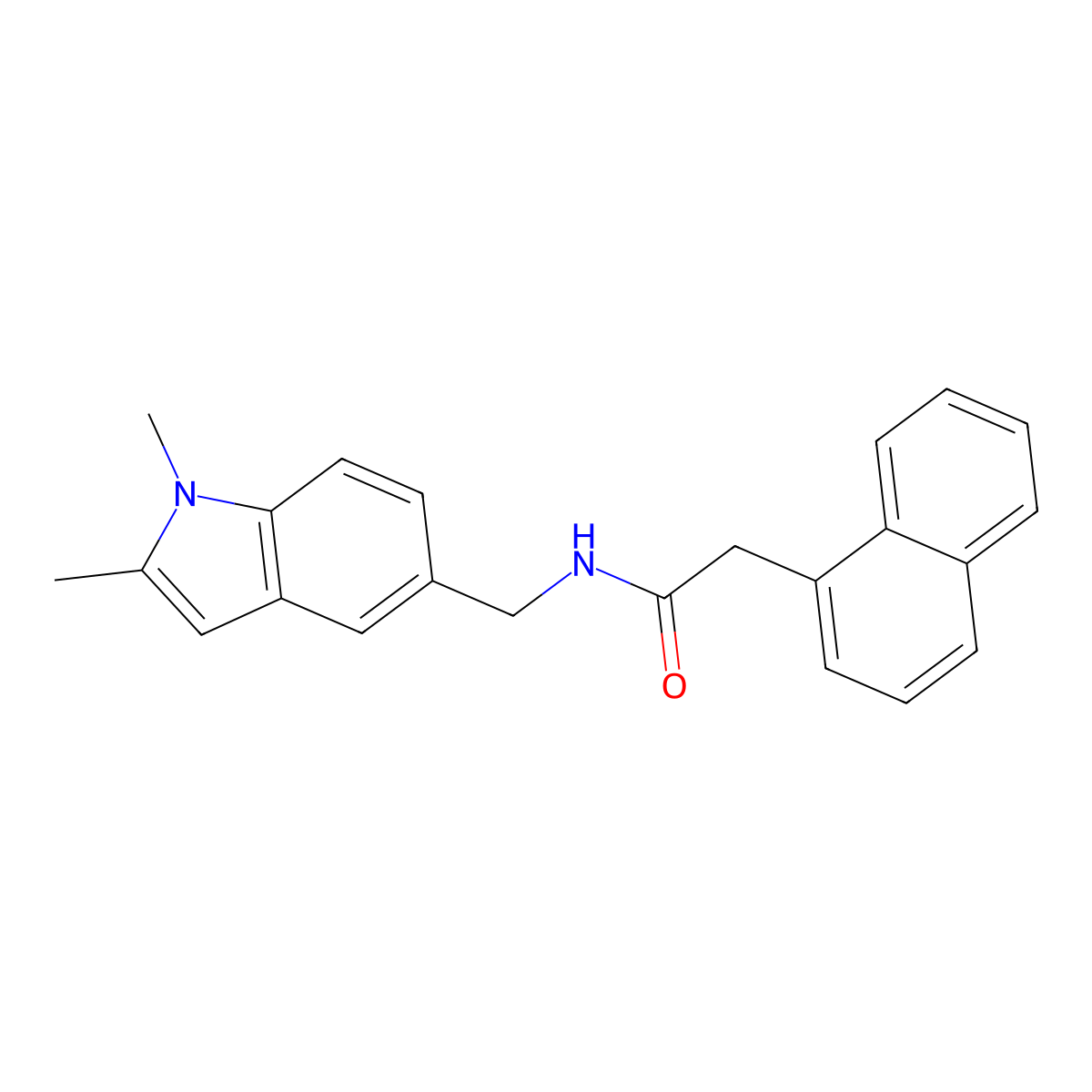 N-[(1,2-dimethyl-1H-indol-5-yl)methyl]-2-(naphthalen-1-yl)acetamide molecular structure, CAS 852137-74-7