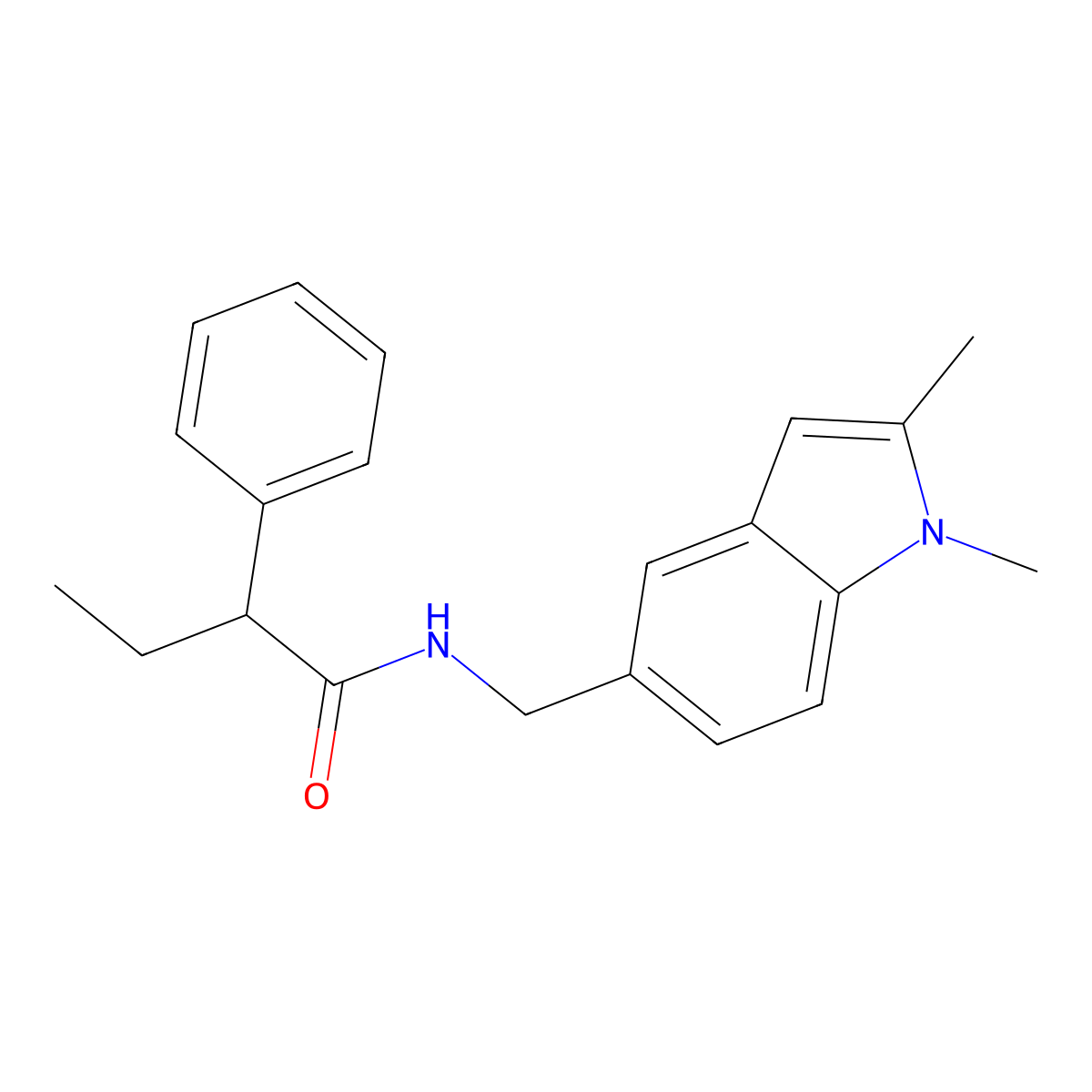 N-[(1,2-dimethylindol-5-yl)methyl]-2-phenylbutanamide molecular structure, CAS 852137-75-8