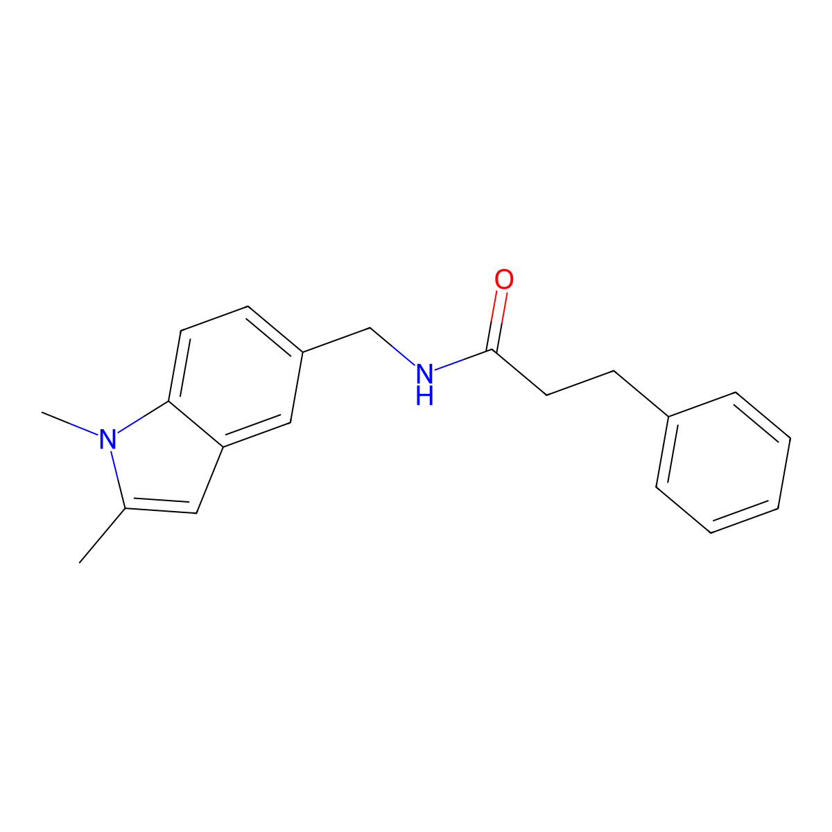 N-[(1,2-dimethylindol-5-yl)methyl]-3-phenylpropanamide molecular structure, CAS 852137-77-0