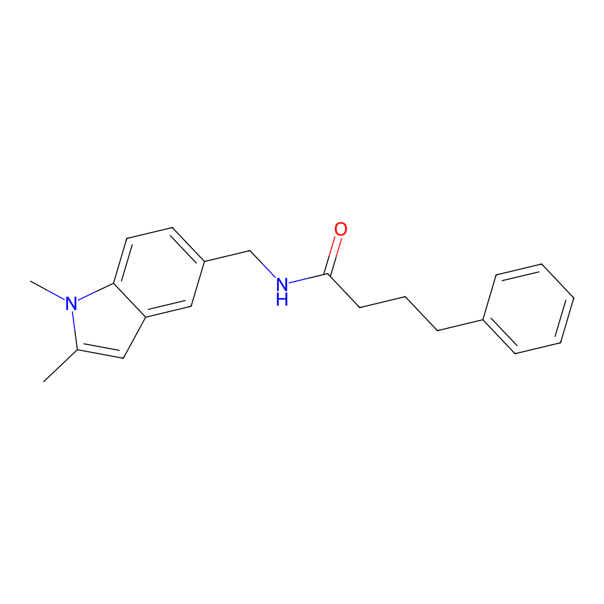 N-((1,2-dimethyl-1H-indol-5-yl)methyl)-4-phenylbutanamide molecular structure, CAS 852137-78-1