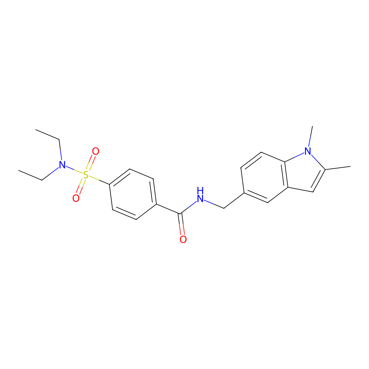 4-(diethylsulfamoyl)-N-[(1,2-dimethylindol-5-yl)methyl]benzamide molecular structure, CAS 852137-80-5