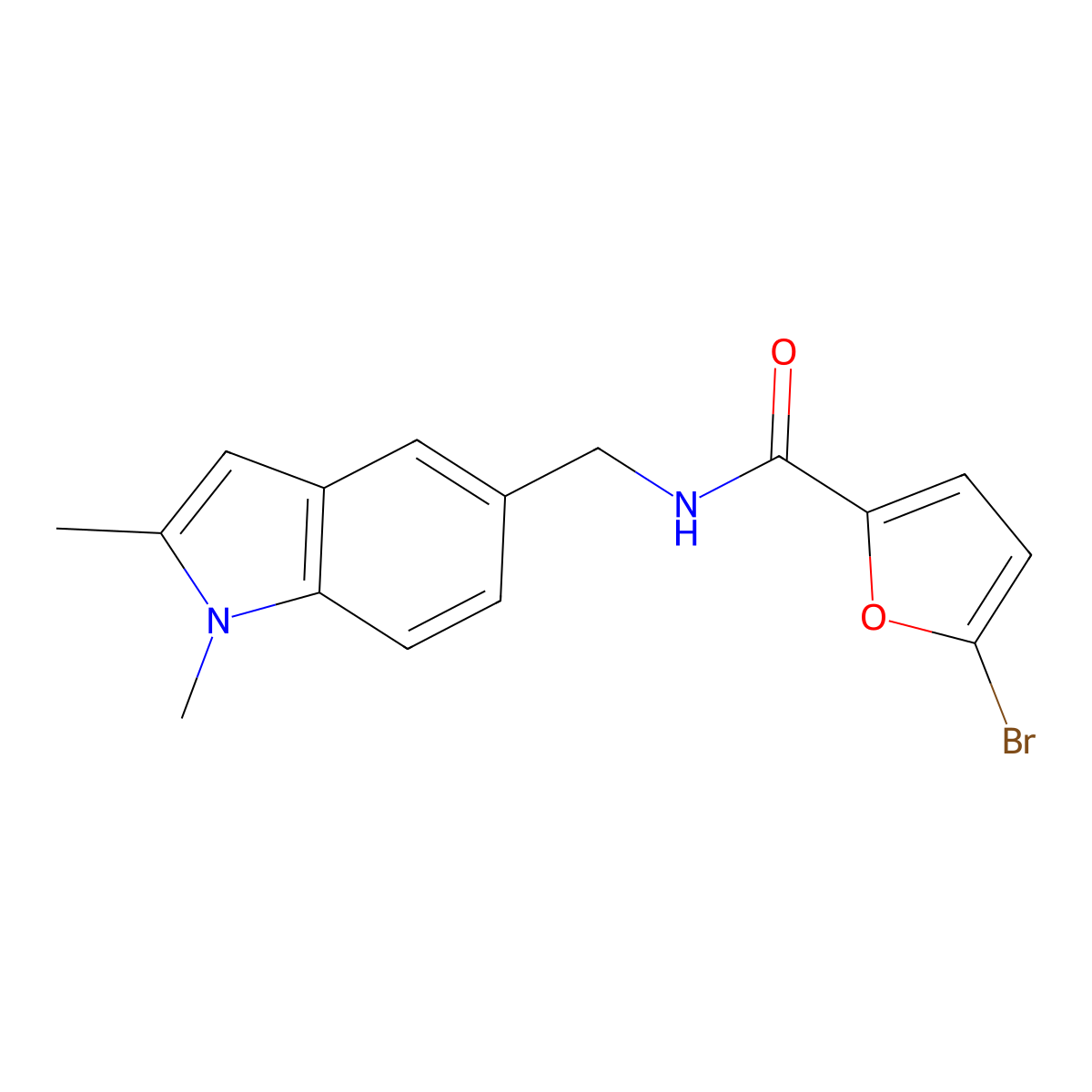 5-bromo-N-[(1,2-dimethyl-5-indolyl)methyl]-2-furancarboxamide molecular structure, CAS 852137-85-0