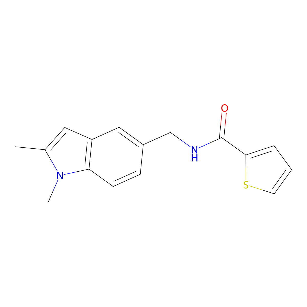 N-[(1,2-dimethylindol-5-yl)methyl]thiophene-2-carboxamide molecular structure, CAS 852137-86-1