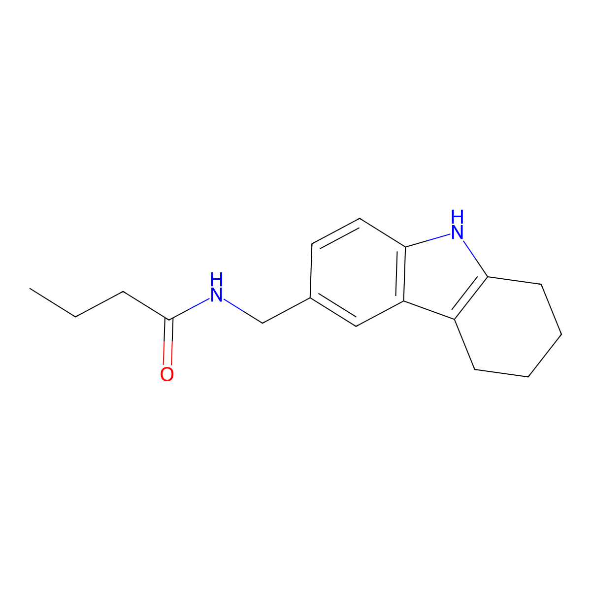 N-((2,3,4,9-tetrahydro-1H-carbazol-6-yl)methyl)butyramide molecular structure, CAS 852137-96-3