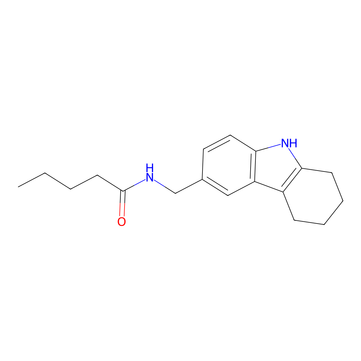 N-((2,3,4,9-tetrahydro-1H-carbazol-6-yl)methyl)pentanamide molecular structure, CAS 852137-98-5