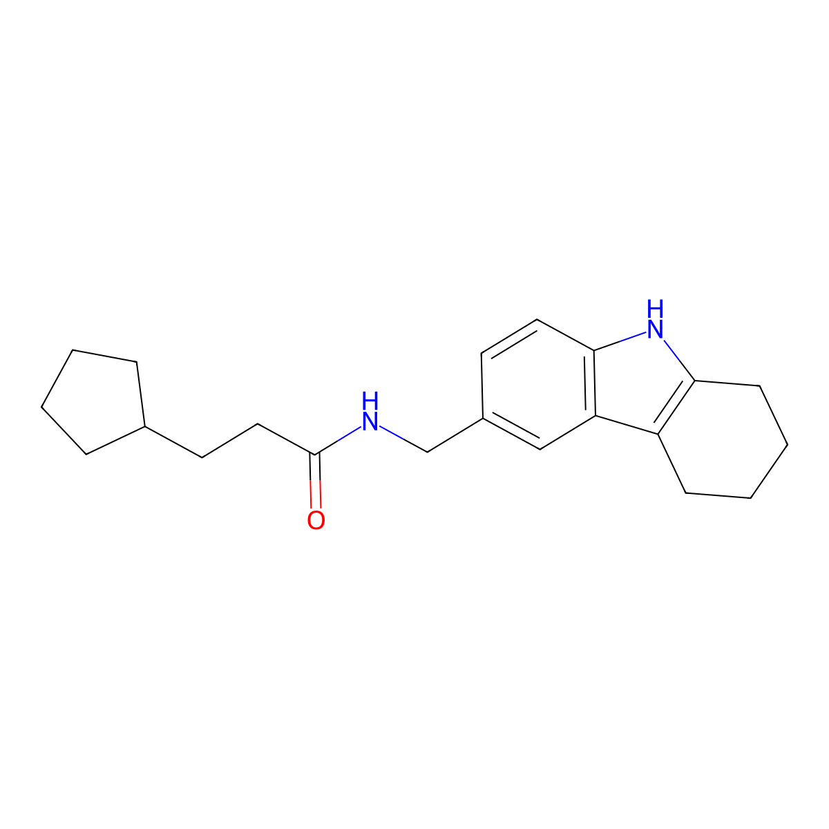 3-cyclopentyl-N-((2,3,4,9-tetrahydro-1H-carbazol-6-yl)methyl)propanamide molecular structure, CAS 852138-05-7