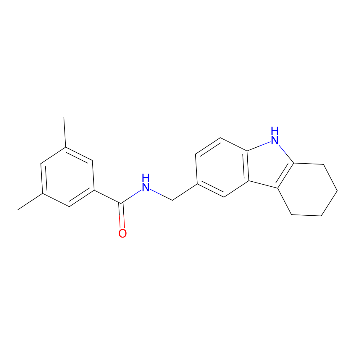 3,5-dimethyl-N-((2,3,4,9-tetrahydro-1H-carbazol-6-yl)methyl)benzamide molecular structure, CAS 852138-13-7