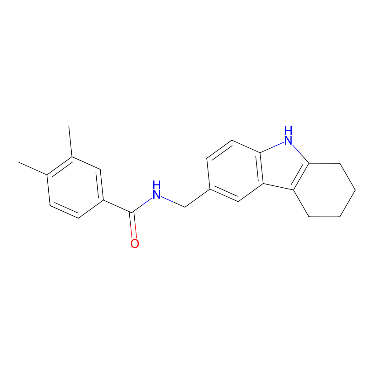 3,4-dimethyl-N-((2,3,4,9-tetrahydro-1H-carbazol-6-yl)methyl)benzamide molecular structure, CAS 852138-14-8
