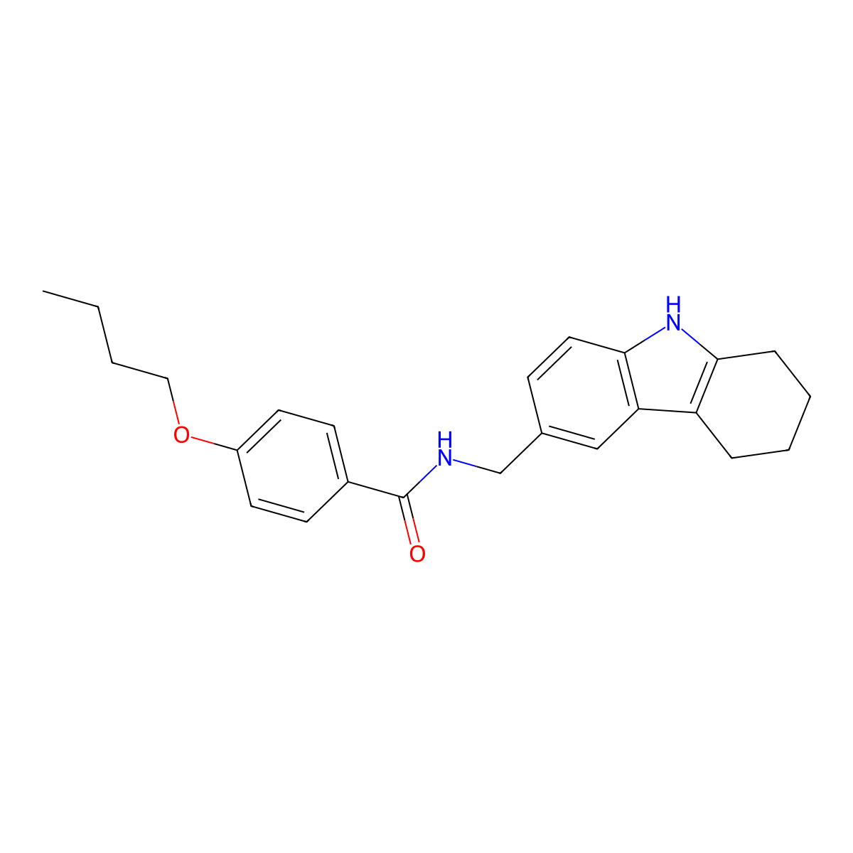 4-butoxy-N-((2,3,4,9-tetrahydro-1H-carbazol-6-yl)methyl)benzamide molecular structure, CAS 852138-21-7
