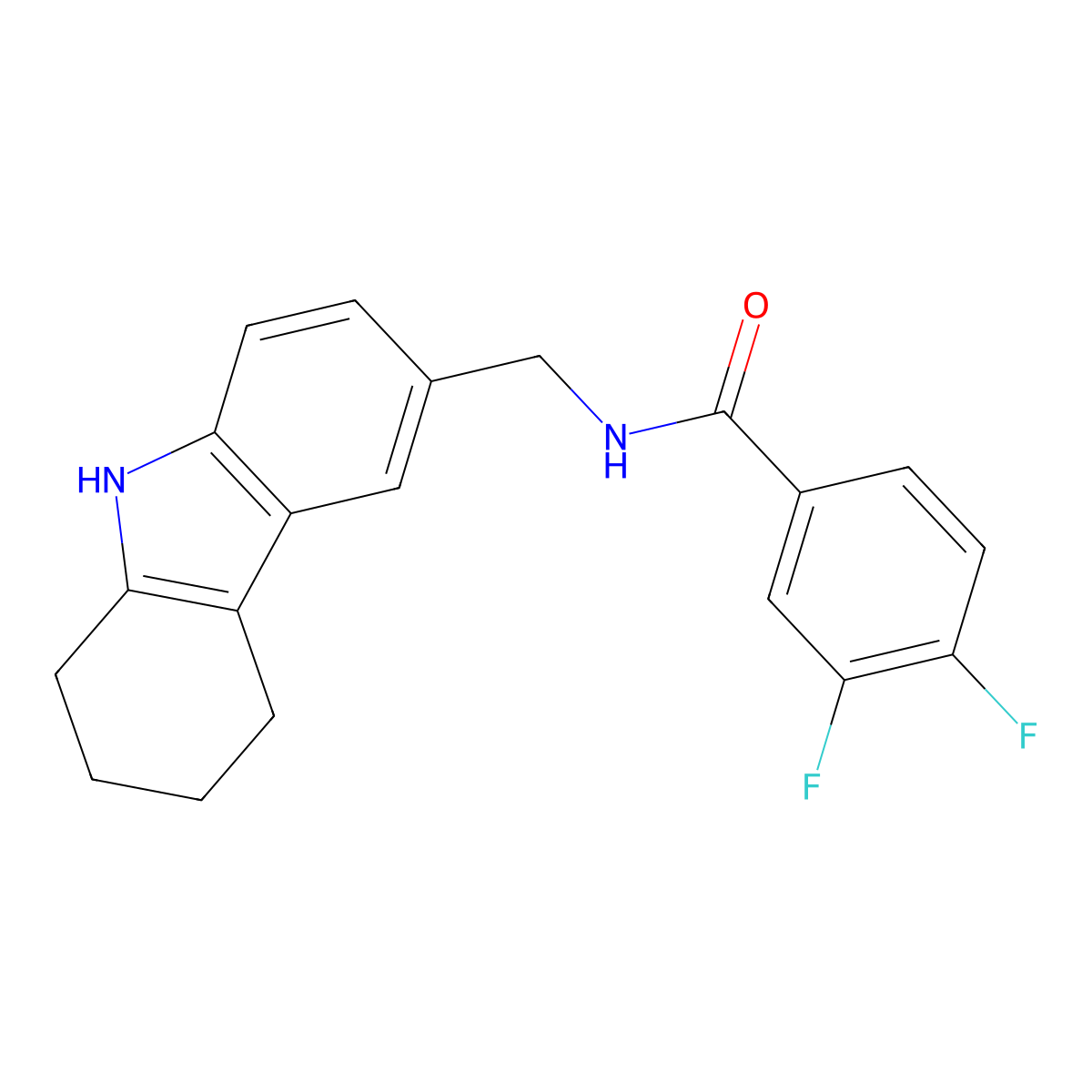 3,4-difluoro-N-((2,3,4,9-tetrahydro-1H-carbazol-6-yl)methyl)benzamide molecular structure, CAS 852138-32-0