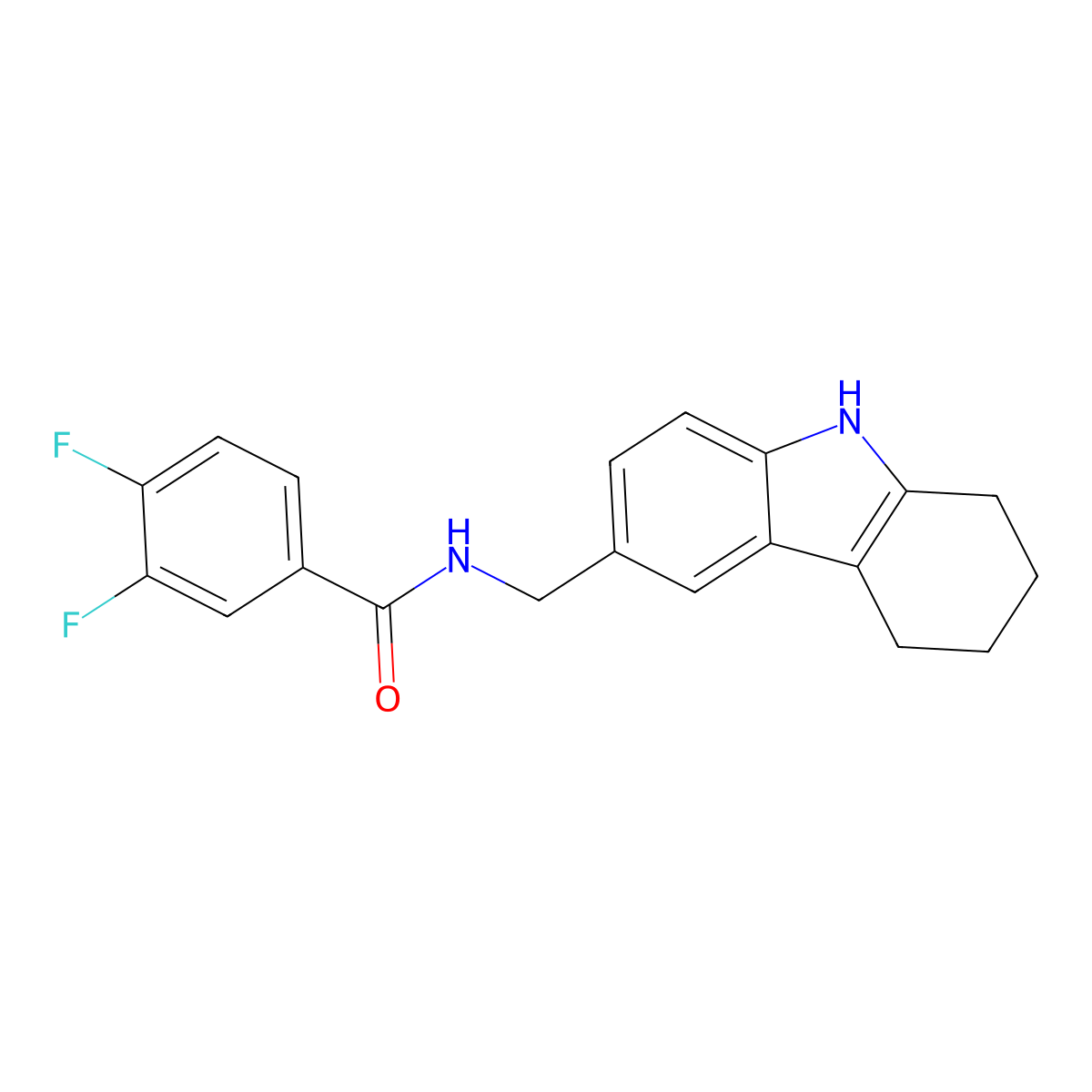 3,4-difluoro-N-((2,3,4,9-tetrahydro-1H-carbazol-6-yl)methyl)benzamide molecular structure, CAS 852138-32-0