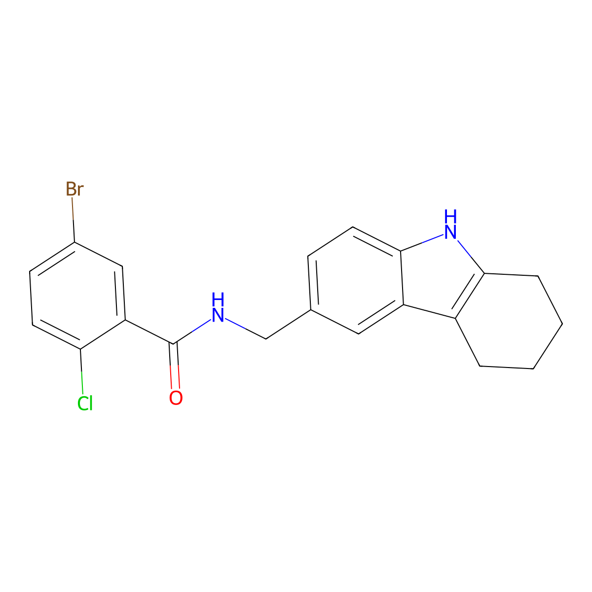 5-bromo-2-chloro-N-((2,3,4,9-tetrahydro-1H-carbazol-6-yl)methyl)benzamide molecular structure, CAS 852138-33-1