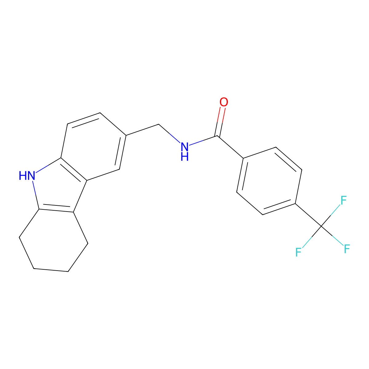 N-((2,3,4,9-tetrahydro-1H-carbazol-6-yl)methyl)-4-(trifluoromethyl)benzamide molecular structure, CAS 852138-37-5