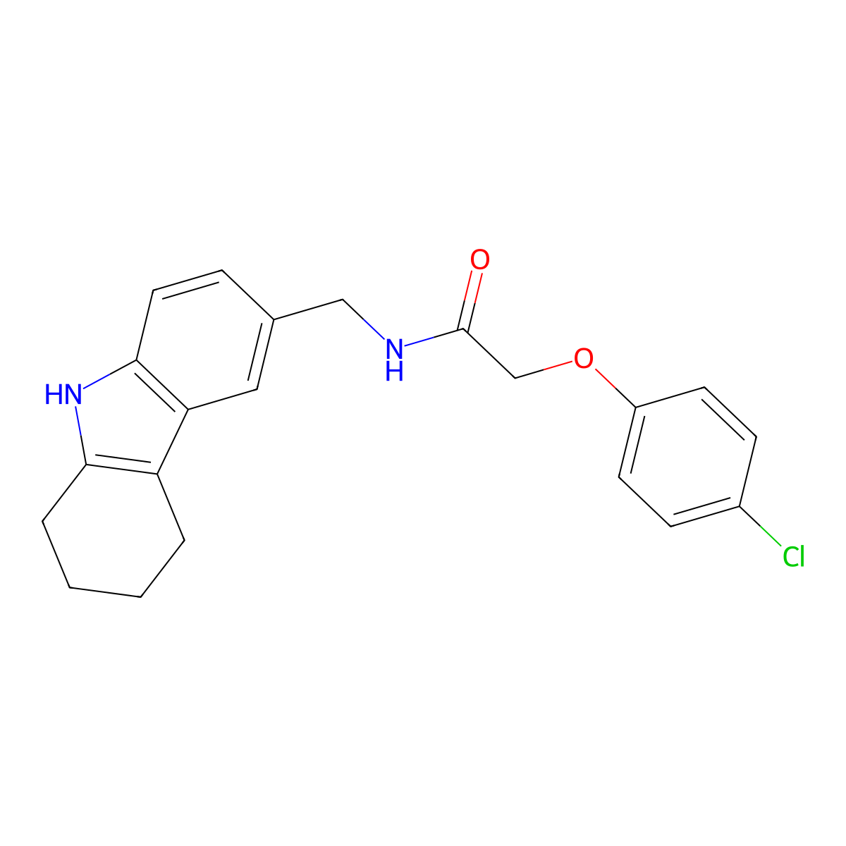 2-(4-chlorophenoxy)-N-((2,3,4,9-tetrahydro-1H-carbazol-6-yl)methyl)acetamide molecular structure, CAS 852138-47-7